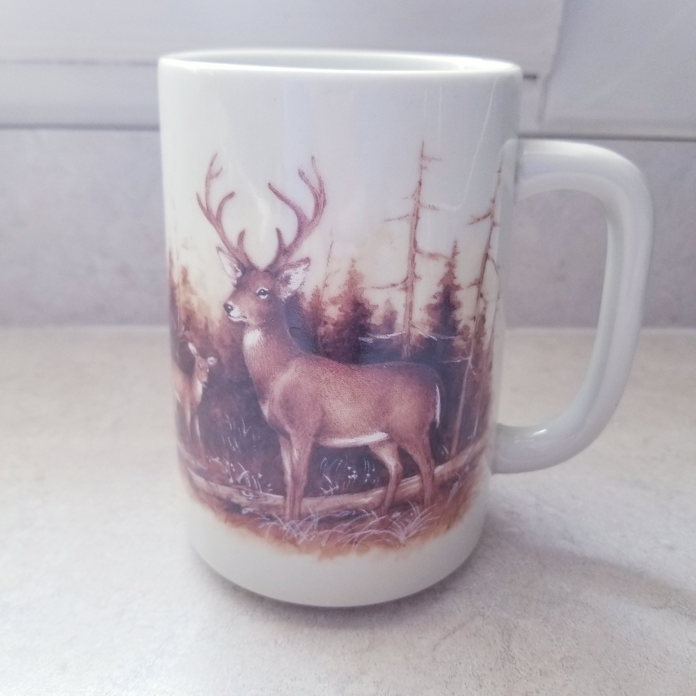 Vintage Otagiri Deer Stag Buck Doe Graphic Coffee Mug